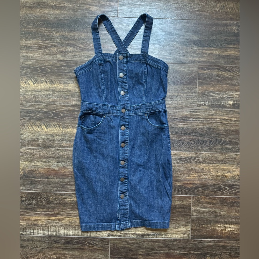 Universal Thread Overalls Denim Skirt Dress 4 - Picture 5 of 5